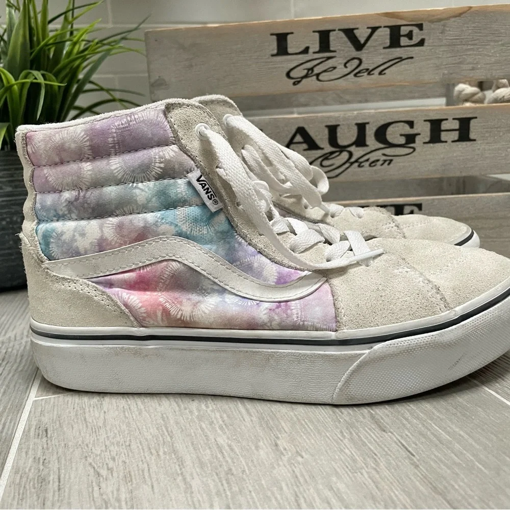 Vans Filmore Hi Tie Dye Heart Purple Pink Youth 4.5 Unisex Skate Shoes